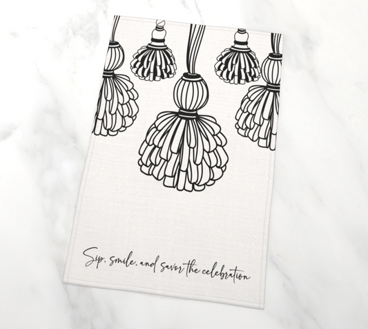 SIP & SAVOR TEA TOWEL (white)