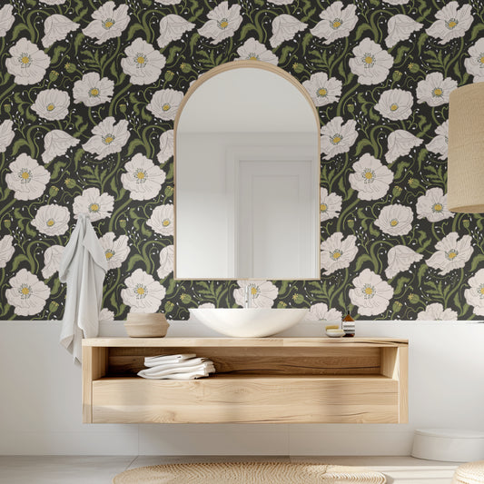 Ethereal Poppy Blooms Peel and Stick Wallpaper