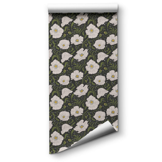 Ethereal Poppy Blooms Peel and Stick Wallpaper