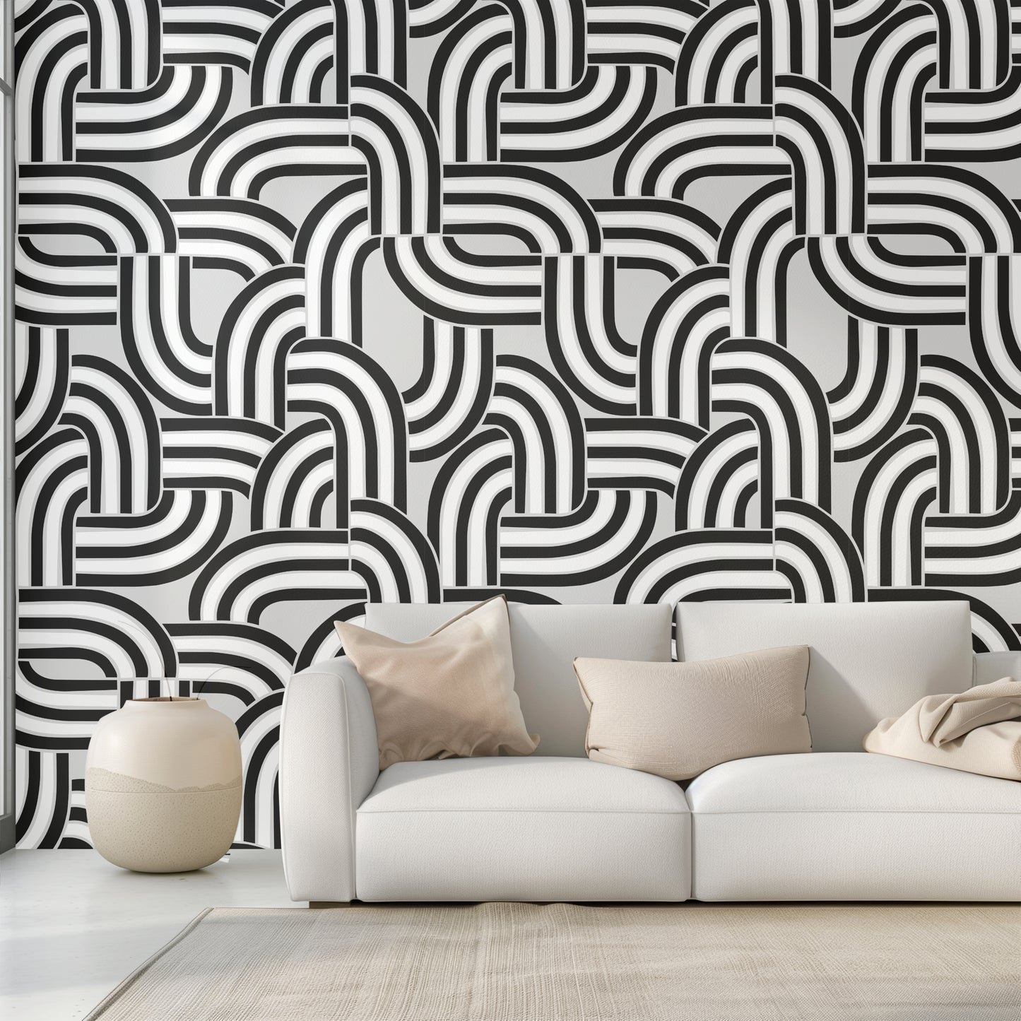 Linked Together Peel and Stick Wallpaper - Grey