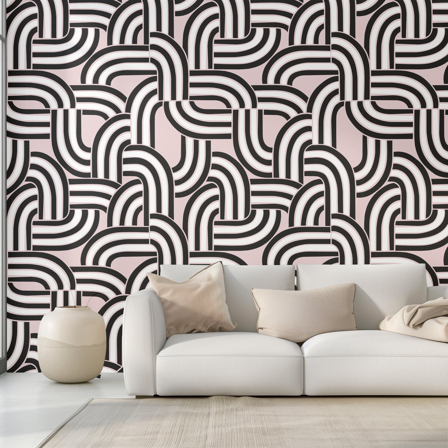 Linked Together Peel and Stick Wallpaper - Pink