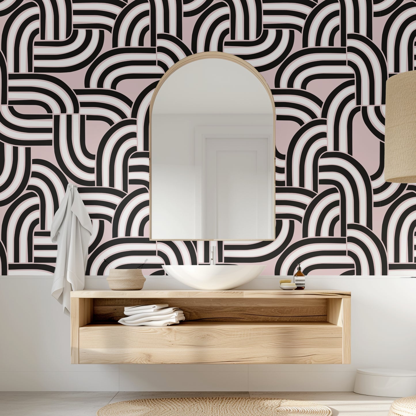 Linked Together Peel and Stick Wallpaper - Pink