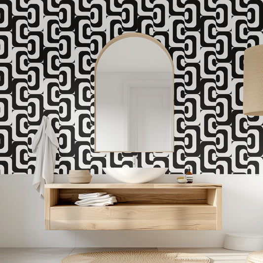 Geometric GroovePeel and Stick Wallpaper